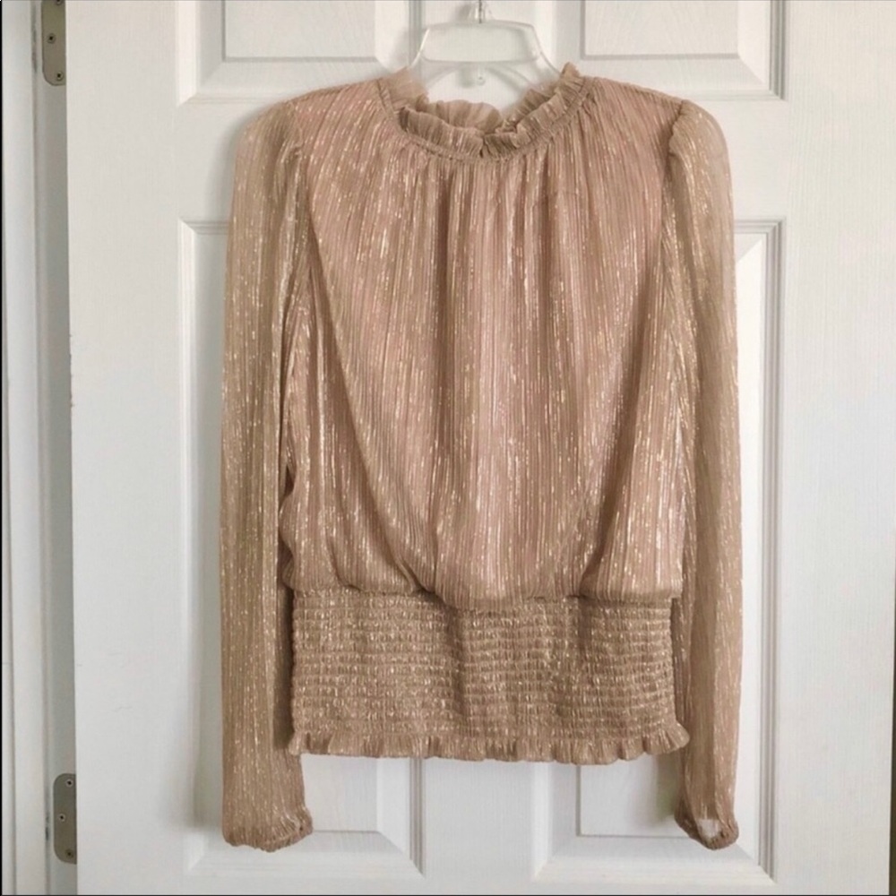 Josie Smock Waist Long Sleeve Blouse NWOT